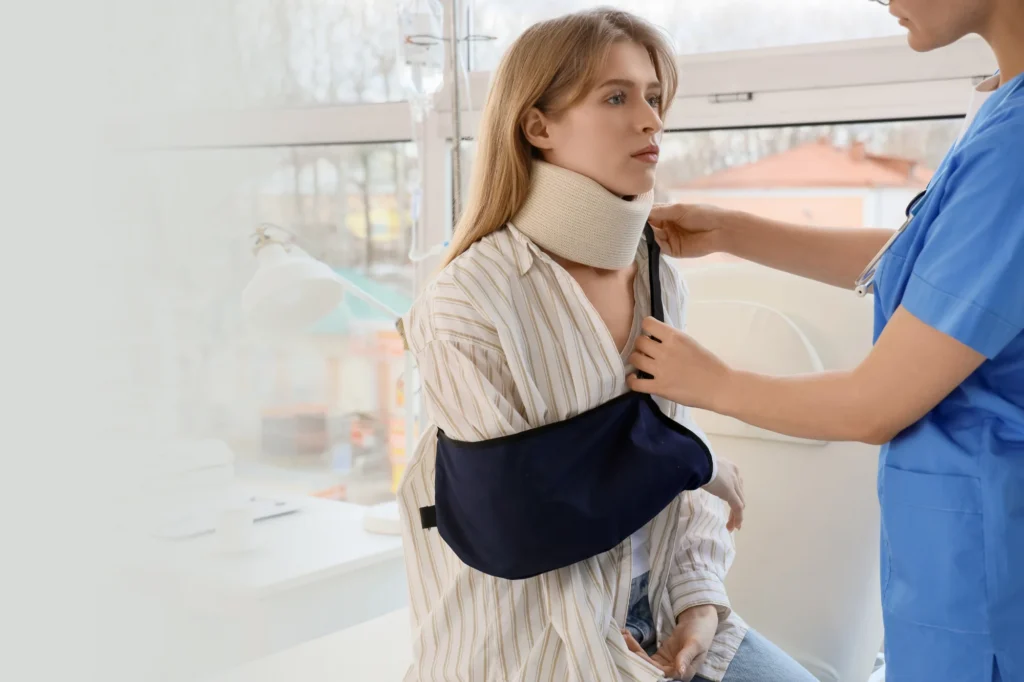 Woman with shoulder fracture